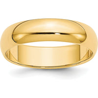 14K Yellow Gold 5mm Lightweight Half Round Wedding Band - Size 5.5 to 5.75 by Luciano & Cie