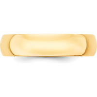 14K Yellow Gold 5mm Lightweight Half Round Wedding Band - Size 5.5 to 5.75 by Luciano & Cie