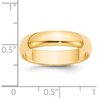 14K Yellow Gold 5mm Lightweight Half Round Wedding Band - Size 5.5 to 5.75 by Luciano & Cie