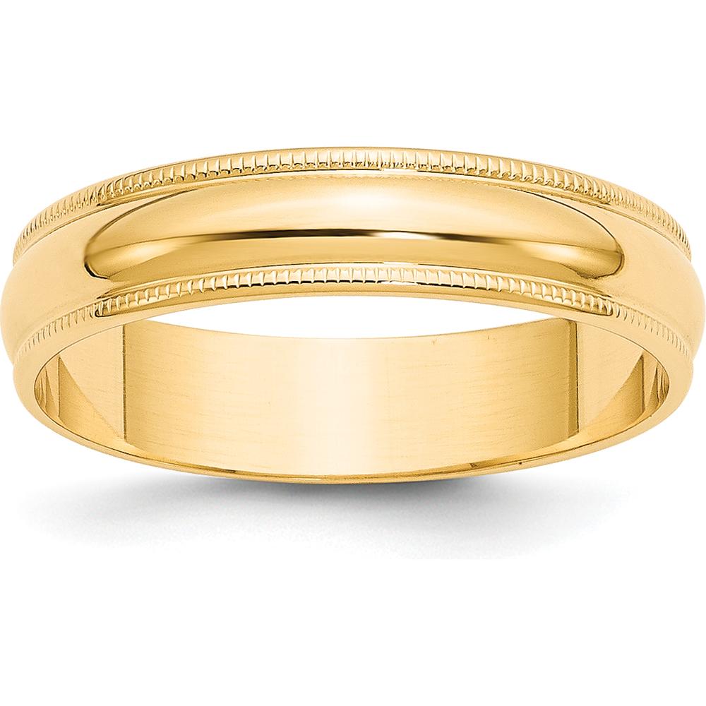 14K Yellow Gold 5mm Lightweight Milgrain Half Round Wedding Band - Size 9 by Luciano & Cie