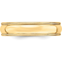 14K Yellow Gold 5mm Lightweight Milgrain Half Round Wedding Band - Size 9 by Luciano & Cie