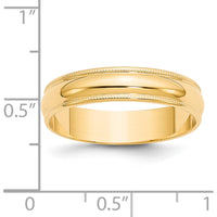 14K Yellow Gold 5mm Lightweight Milgrain Half Round Wedding Band - Size 9 by Luciano & Cie