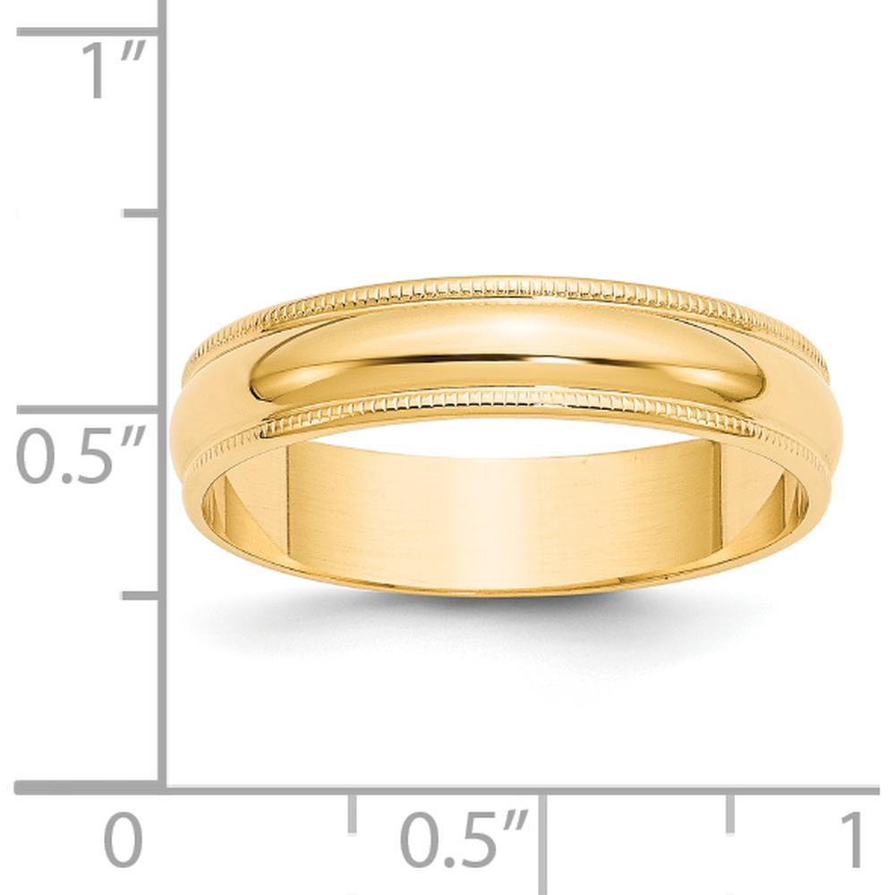 14K Yellow Gold 5mm Lightweight Milgrain Half Round Wedding Band - Size 9 by Luciano & Cie
