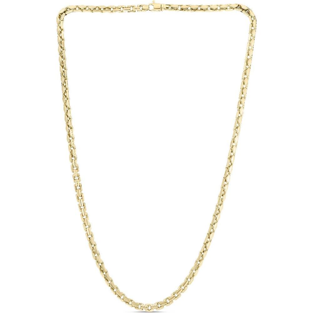 supreme 14k ベネチアンチェーンbox chain 14K Yellow Gold 5mm Men's Fancy Box Chain Necklace - 22
