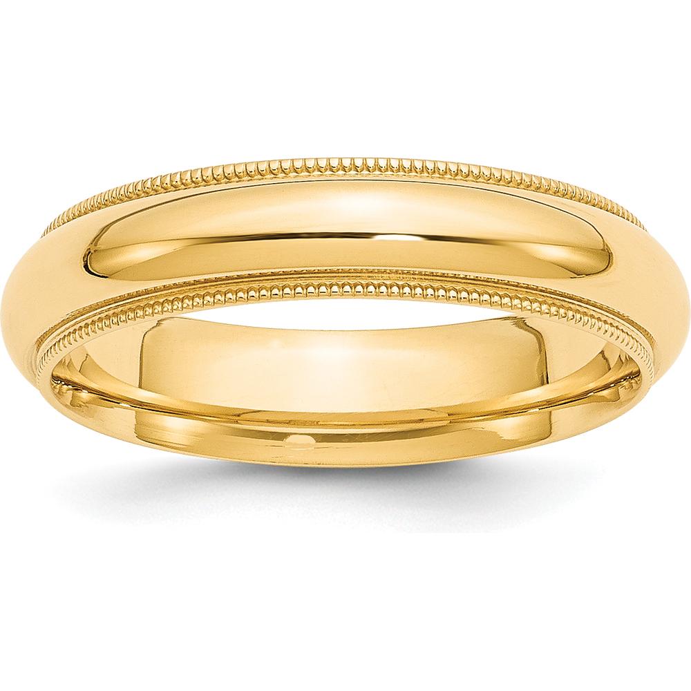 14K Yellow Gold 5mm Milgrain Half Round Comfort Fit Wedding Band - Size 7.5 by Luciano & Cie