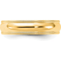 14K Yellow Gold 5mm Milgrain Half Round Comfort Fit Wedding Band - Size 7.5 by Luciano & Cie
