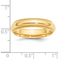 14K Yellow Gold 5mm Milgrain Half Round Comfort Fit Wedding Band - Size 7.5 by Luciano & Cie