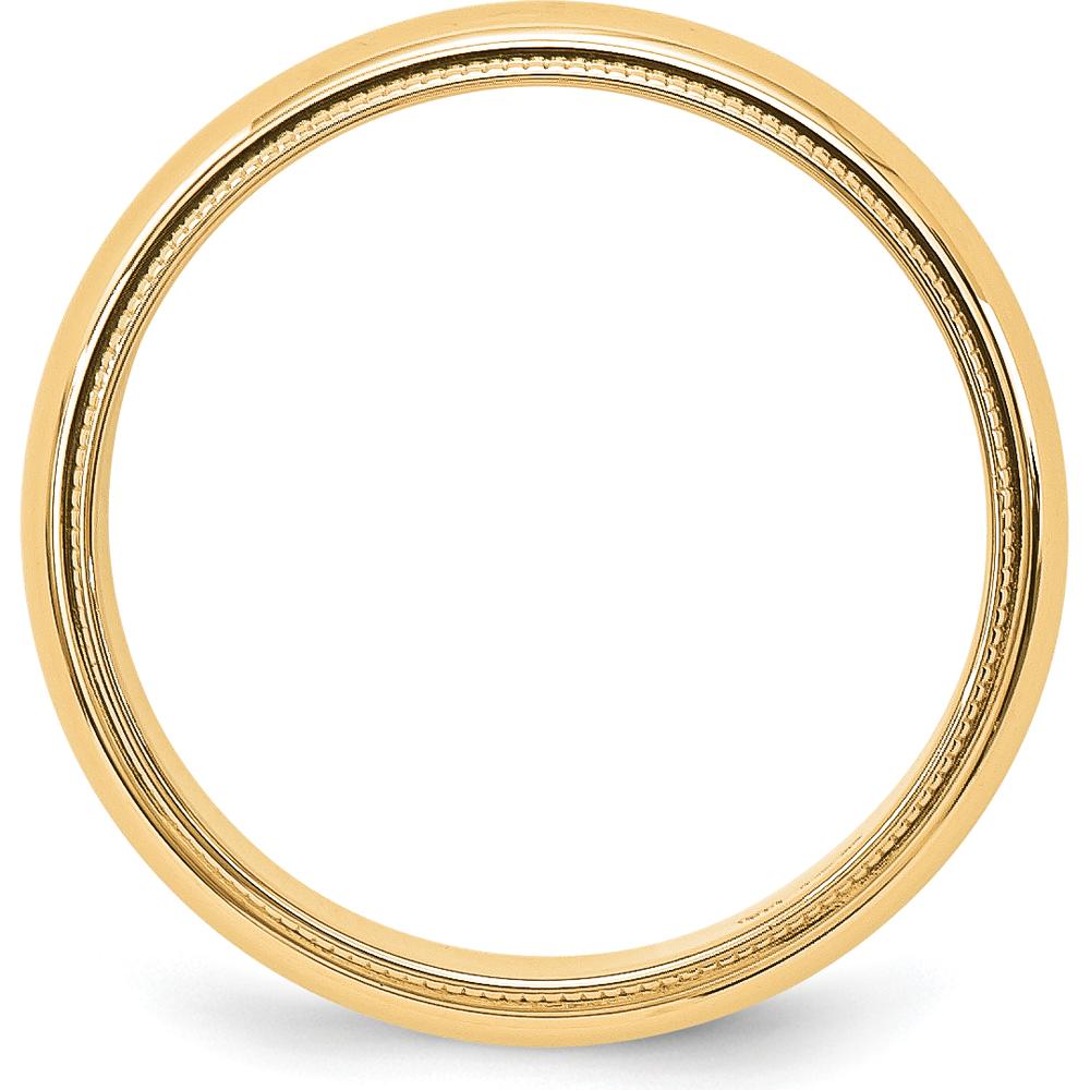 14K Yellow Gold 5mm Milgrain Half Round Wedding Band - Size 9 by Luciano & Cie