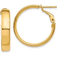 14K Yellow Gold 5mm Omega Back Hoop Earrings with Polished Finish - Elegant Hollow Design by Oro Pregiato