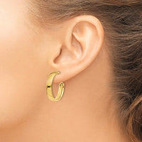 14K Yellow Gold 5mm Omega Back Hoop Earrings with Polished Finish - Elegant Hollow Design by Oro Pregiato