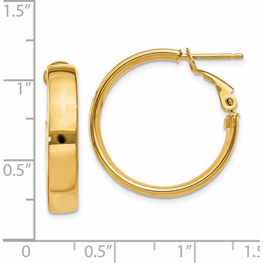 14K Yellow Gold 5mm Omega Back Hoop Earrings with Polished Finish - Elegant Hollow Design by Oro Pregiato