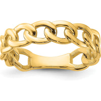 14K Yellow Gold 5mm Polished Curb Link Ring - Size 6 by 0