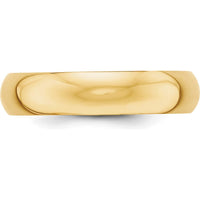 14K Yellow Gold 5mm Polished Half-Round Wedding Band - Size 6.5 by Luciano & Cie