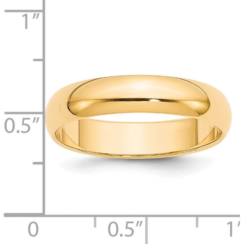 14K Yellow Gold 5mm Polished Half-Round Wedding Band - Size 6.5 by Luciano & Cie