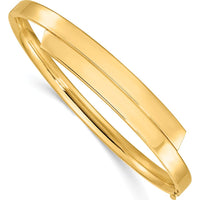 14K Yellow Gold 5mm Polished Hinged Bypass Bangle Bracelet - Women's 7" Bracelet by Oro Pregiato
