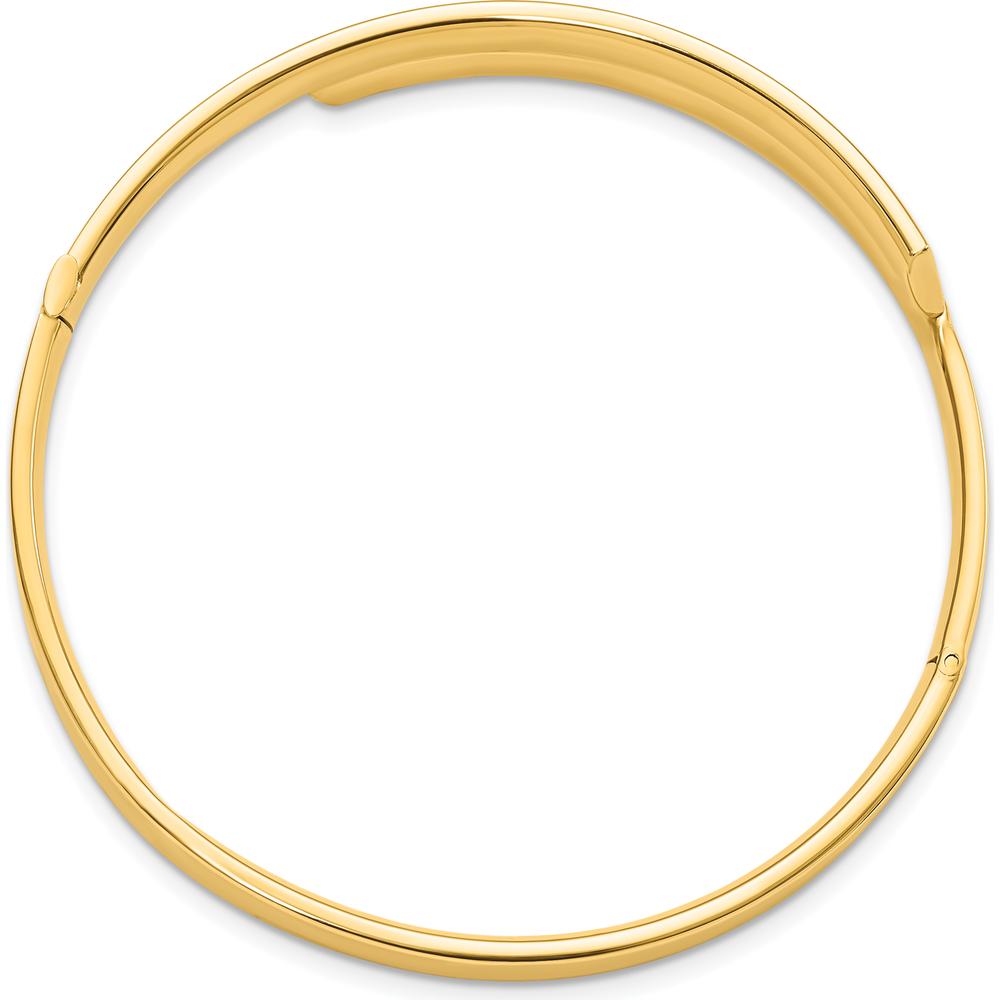 14K Yellow Gold 5mm Polished Hinged Bypass Bangle Bracelet - Women's 7" Bracelet by Oro Pregiato