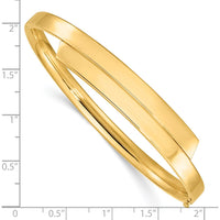 14K Yellow Gold 5mm Polished Hinged Bypass Bangle Bracelet - Women's 7" Bracelet by Oro Pregiato