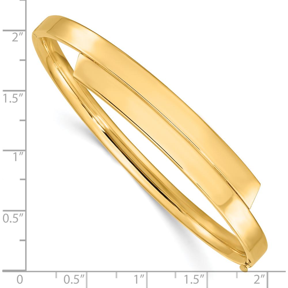 14K Yellow Gold 5mm Polished Hinged Bypass Bangle Bracelet - Women's 7" Bracelet by Oro Pregiato
