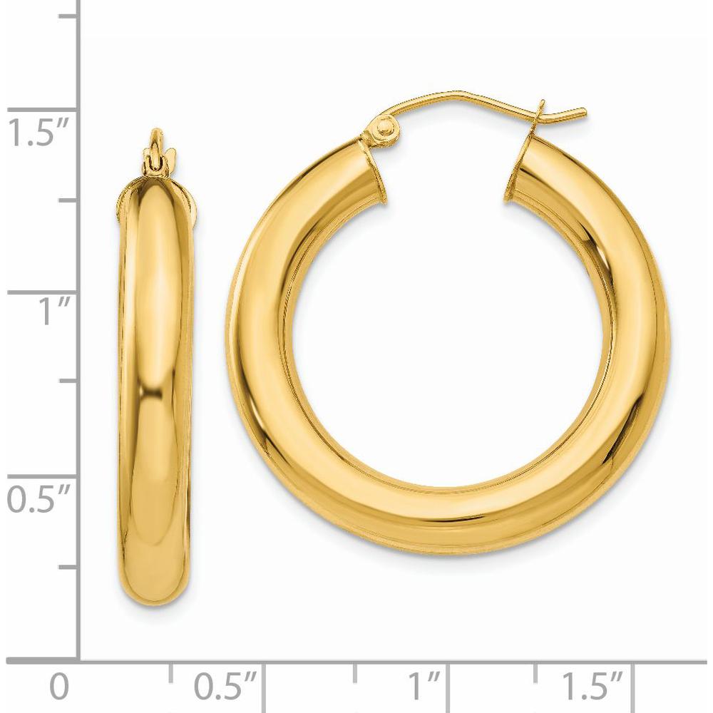 14K Yellow Gold 5mm Polished Lightweight Hoop Earrings - 30mm Length by 0