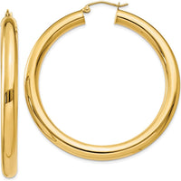 14K Yellow Gold 5mm Polished Lightweight Hoop Earrings - 50mm Length by 0