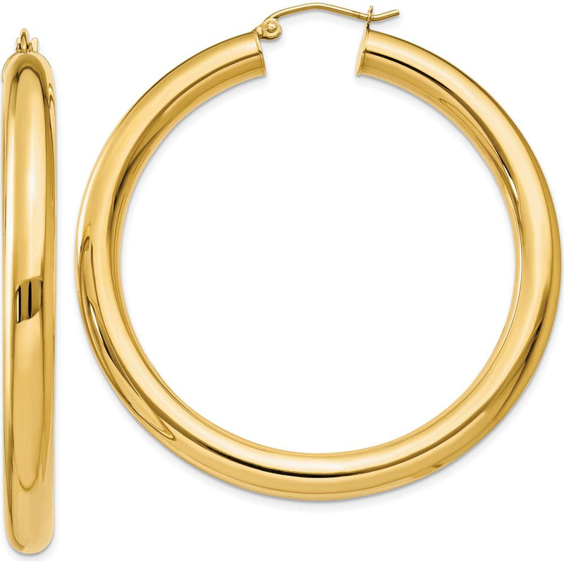 14K Yellow Gold 5mm Polished Lightweight Hoop Earrings - 50mm Length by 0