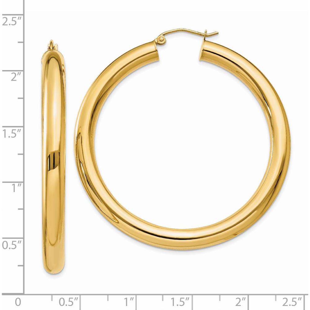 14K Yellow Gold 5mm Polished Lightweight Hoop Earrings - 50mm Length by 0
