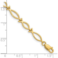 14K Yellow Gold 5mm Religious Ichthus Fish Bracelet - 7 Inches by Oro Pregiato