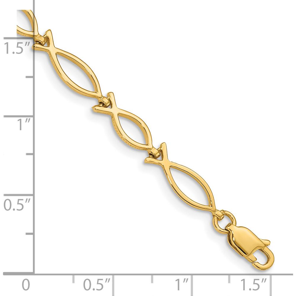 14K Yellow Gold 5mm Religious Ichthus Fish Bracelet - 7 Inches by Oro Pregiato