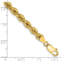 14K Yellow Gold 5mm Rope Chain Bracelet with Lobster Clasp - 8" Length