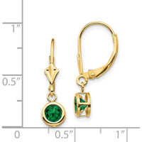 14K Yellow Gold 5mm Round Mount St. Helens Leverback Earrings - 1.0 Carat Total Helenite Weight by Monteluci Fine Jewelry