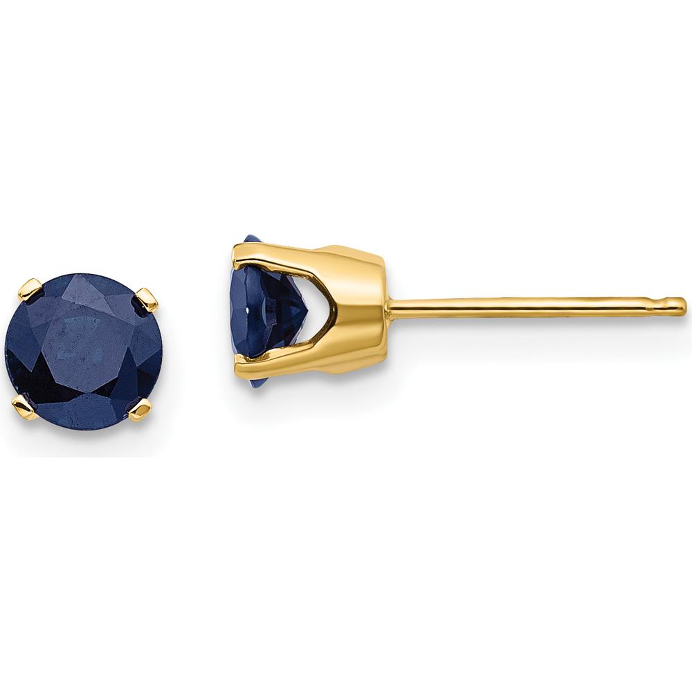 14K Yellow Gold 5mm Round Natural Sapphire Stud Earrings - 0.66 Carat Total Weight by Oro Pregiato