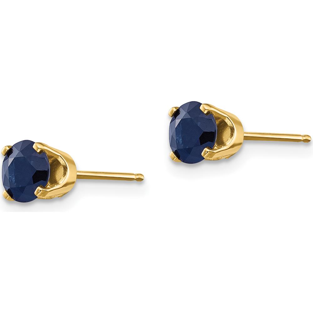 14K Yellow Gold 5mm Round Natural Sapphire Stud Earrings - 0.66 Carat Total Weight by Oro Pregiato
