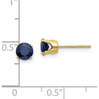14K Yellow Gold 5mm Round Natural Sapphire Stud Earrings - 0.66 Carat Total Weight by Oro Pregiato