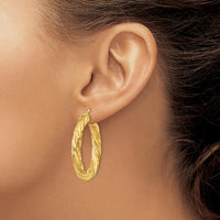 14K Yellow Gold 5mm Satin & Polished Twisted Hoop Earrings by Oro Pregiato