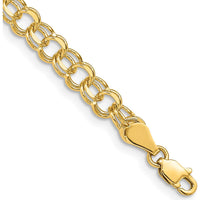 14K Yellow Gold 5mm Solid Double Link Charm Bracelet - 7" Length by Oro Pregiato