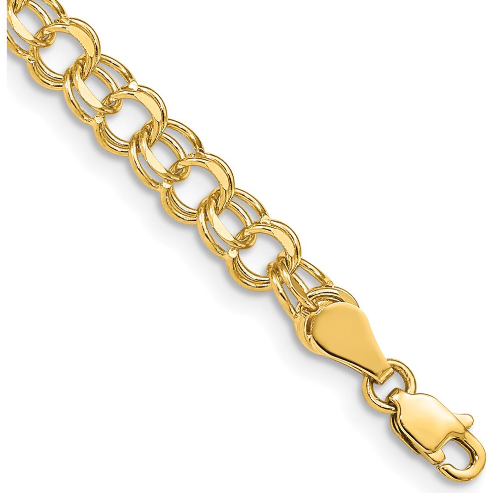 14K Yellow Gold 5mm Solid Double Link Charm Bracelet - 7" Length by Oro Pregiato