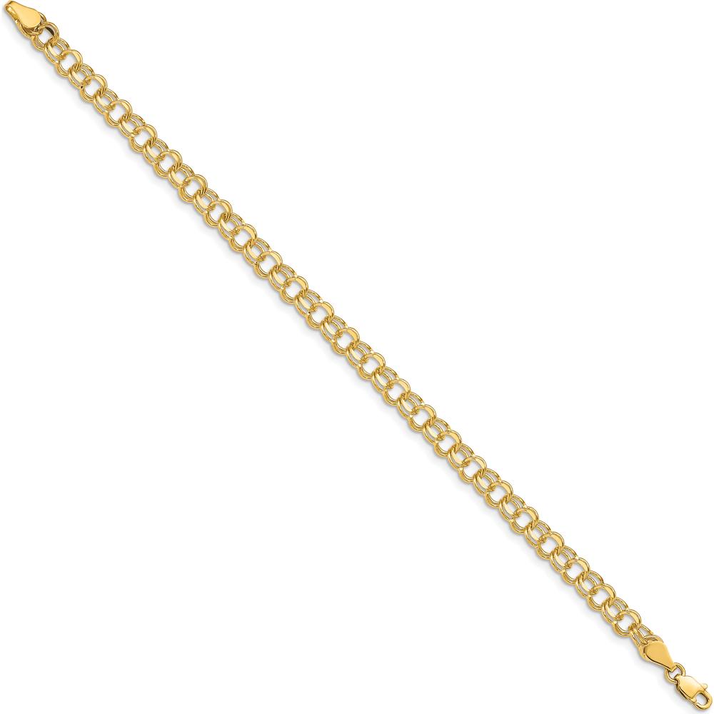 14K Yellow Gold 5mm Solid Double Link Charm Bracelet - 7" Length by Oro Pregiato
