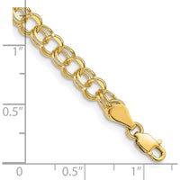 14K Yellow Gold 5mm Solid Double Link Charm Bracelet - 7" Length by Oro Pregiato