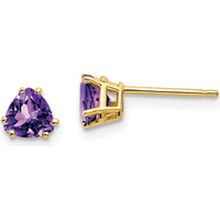 14K Yellow Gold 5mm Trillion Amethyst Stud Earrings - 0.41 Carat Total Gem Weight by Monteluci Fine Jewelry