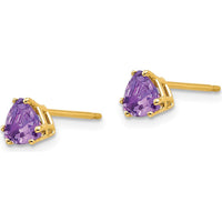 14K Yellow Gold 5mm Trillion Amethyst Stud Earrings - 0.41 Carat Total Gem Weight by Monteluci Fine Jewelry