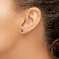 14K Yellow Gold 5mm Trillion Amethyst Stud Earrings - 0.41 Carat Total Gem Weight by Monteluci Fine Jewelry