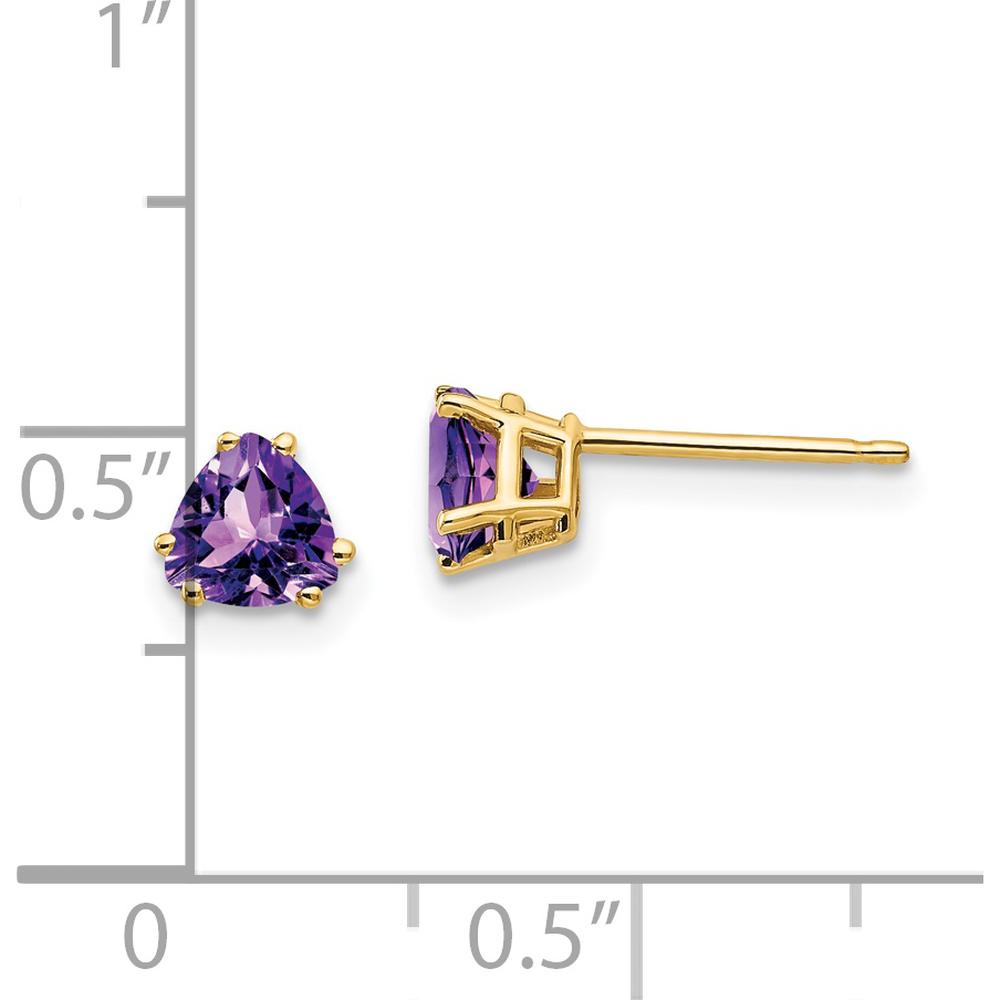 14K Yellow Gold 5mm Trillion Amethyst Stud Earrings - 0.41 Carat Total Gem Weight by Monteluci Fine Jewelry