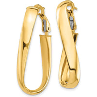 14K Yellow Gold 5mm Twisted Oval Hoop Earrings with Omega Back Closure by Oro Pregiato