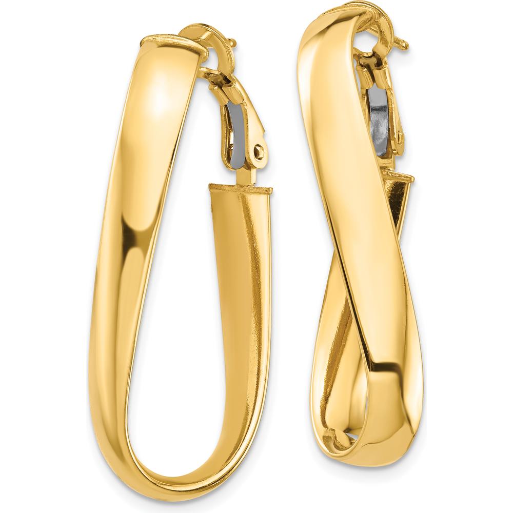 14K Yellow Gold 5mm Twisted Oval Hoop Earrings with Omega Back Closure by Oro Pregiato