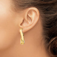 14K Yellow Gold 5mm Twisted Oval Hoop Earrings with Omega Back Closure by Oro Pregiato