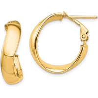 14K Yellow Gold 5mm Wavy Omega Back Hoop Earrings - Polished Finish by Oro Pregiato