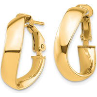 14K Yellow Gold 5mm Wavy Omega Back Hoop Earrings - Polished Finish by Oro Pregiato