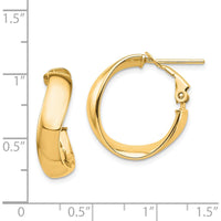 14K Yellow Gold 5mm Wavy Omega Back Hoop Earrings - Polished Finish by Oro Pregiato