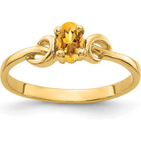 14K Yellow Gold 5x3mm Oval Citrine Ring - 0.20 Carat Total Gemstone Weight by Monteluci Fine Jewelry