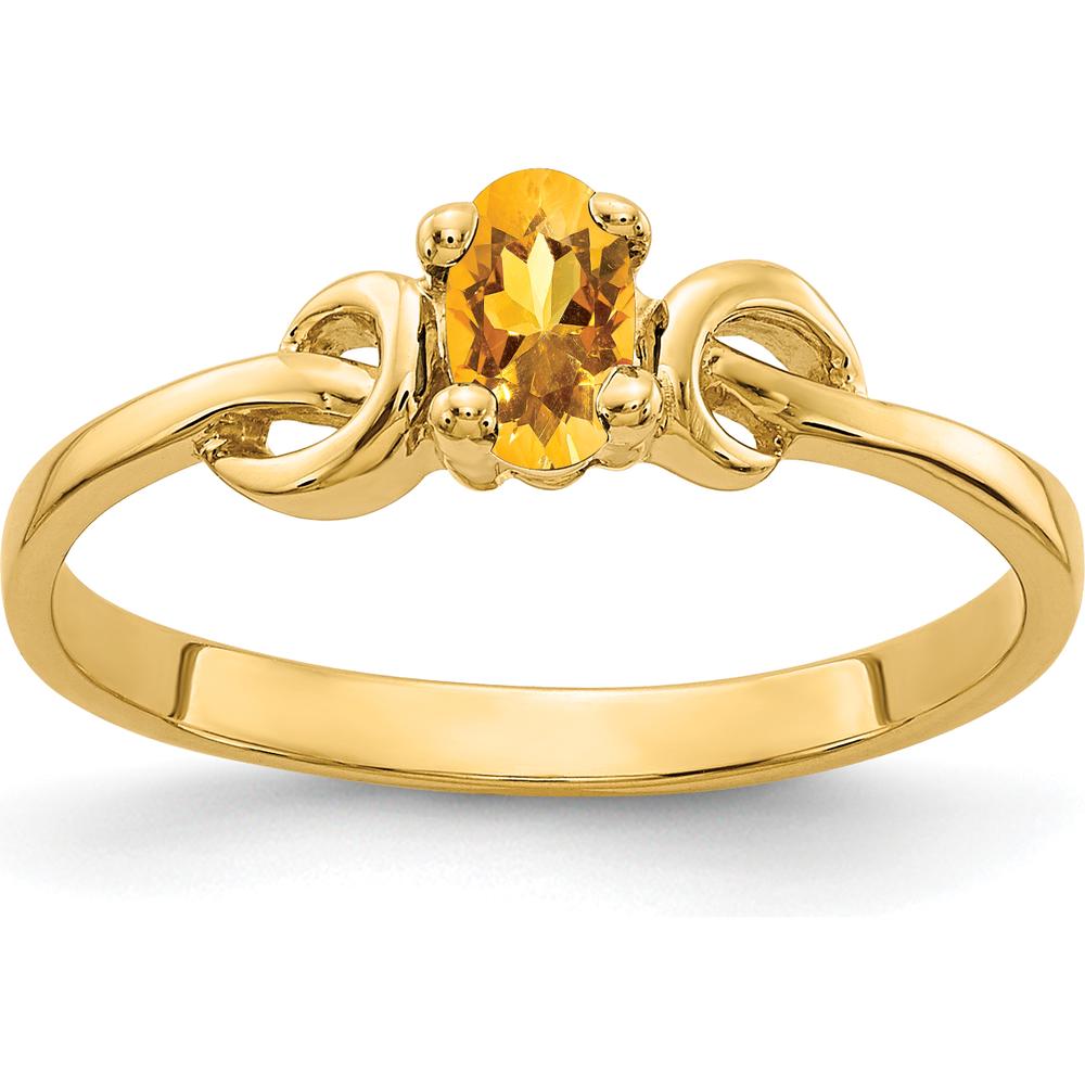 14K Yellow Gold 5x3mm Oval Citrine Ring - 0.20 Carat Total Gemstone Weight by Monteluci Fine Jewelry
